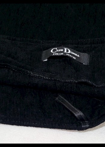 Y2K Kadife Kumaş Siyah Kışlık Mini Etek - Görsel 5