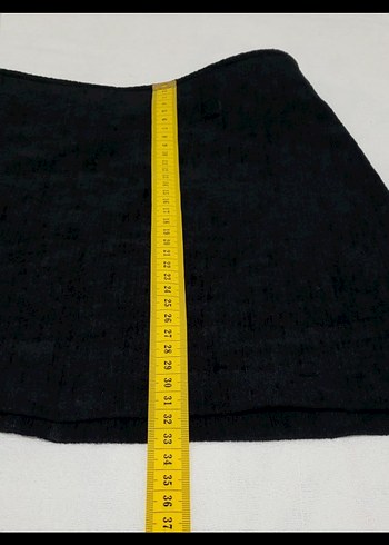 Y2K Kadife Kumaş Siyah Kışlık Mini Etek - Görsel 7