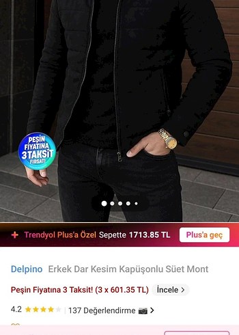 Erkek Siyah Süet Şişme Mont - Görsel 8