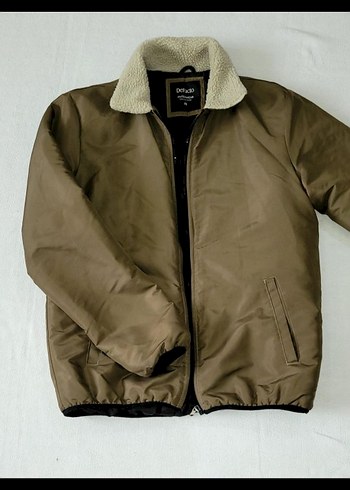 Erkek Haki Yeşili Kurk Yaka Mont - Görsel 2