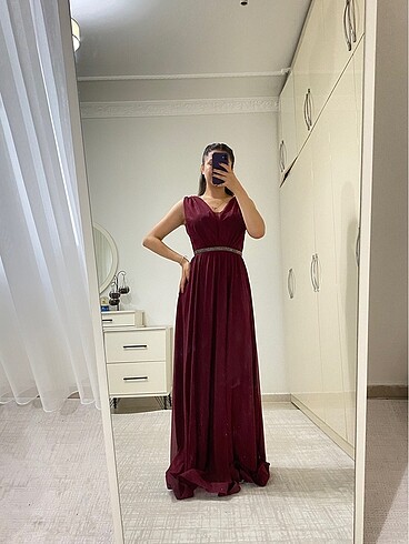 s Beden bordo Renk Abiye