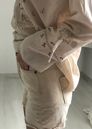 Diğer Bej Jean kot şort
