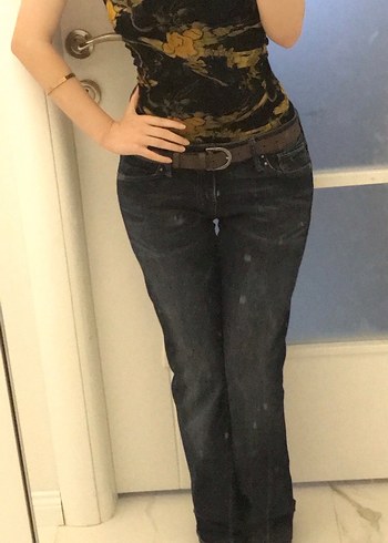 s Beden lacivert Renk Vintage lacivert düşük bel jean