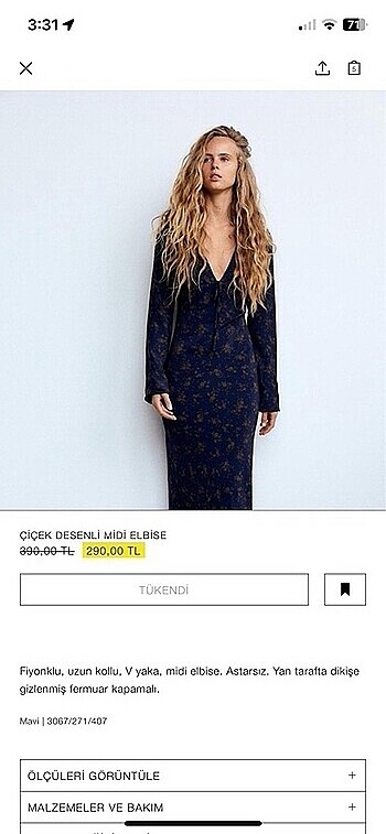 xs Beden Romantik zara elbise