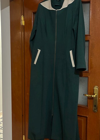 Zümrüt yeşili Kadın Uzun Fermuarlı Kaban - Görsel 4