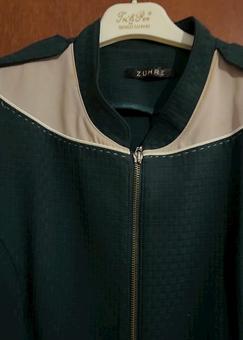 Zümrüt yeşili Kadın Uzun Fermuarlı Kaban - Görsel 2