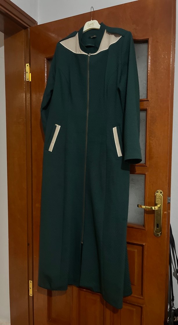 Zümrüt yeşili Kadın Uzun Fermuarlı Kaban - Görsel 5