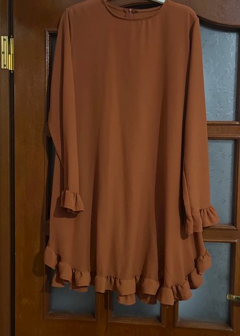 Kadın Kahverengi Uzun Kollu Fırfırlı Tunik - Görsel 2