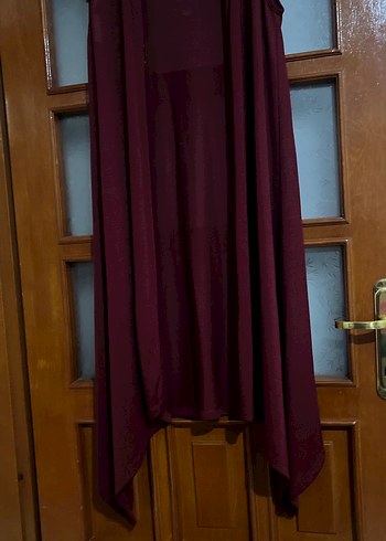 Bordo Kadın Uzun Kolluksuz Bohem yelek - Görsel 4