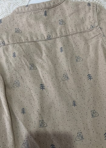 Bej Desenli Erkek Çocuk Keten Gömlek - Görsel 6