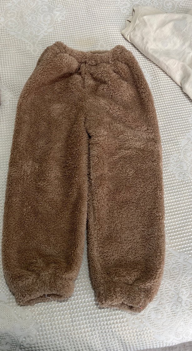 Kahverengi Peluş Kedi Desenli Takım - Görsel 5