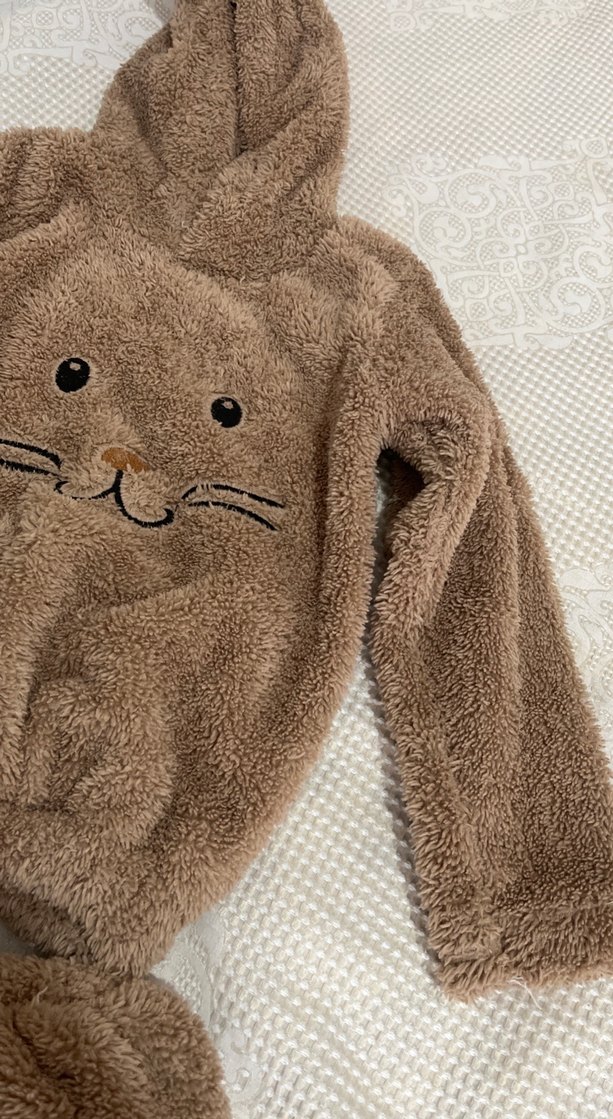 Kahverengi Peluş Kedi Desenli Takım - Görsel 3