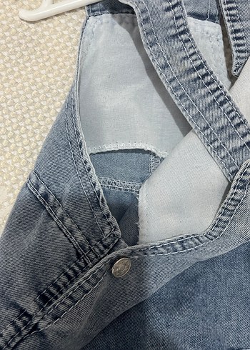 Nakışlı Mavi Erkek Kot Tulum - Görsel 5