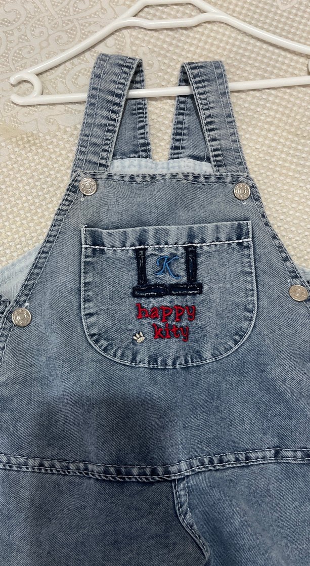 Nakışlı Mavi Erkek Kot Tulum - Görsel 4