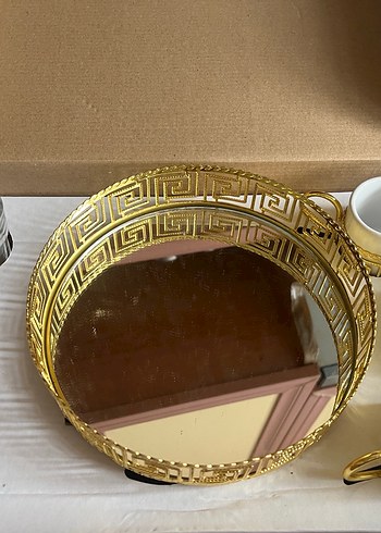 Altın detaylı cam ve seramik kahve seti - Görsel 4