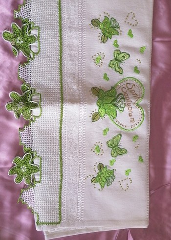 Beyaz yeşil havlu - Görsel 2