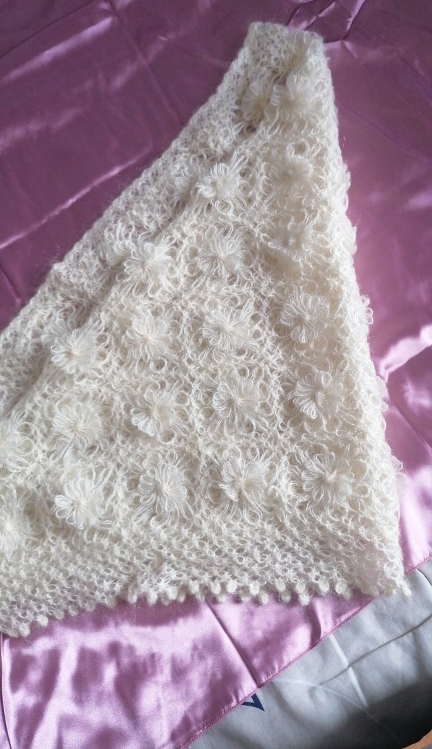 Dantel Detaylı Beyaz Bohem Örgü şal - Görsel 2