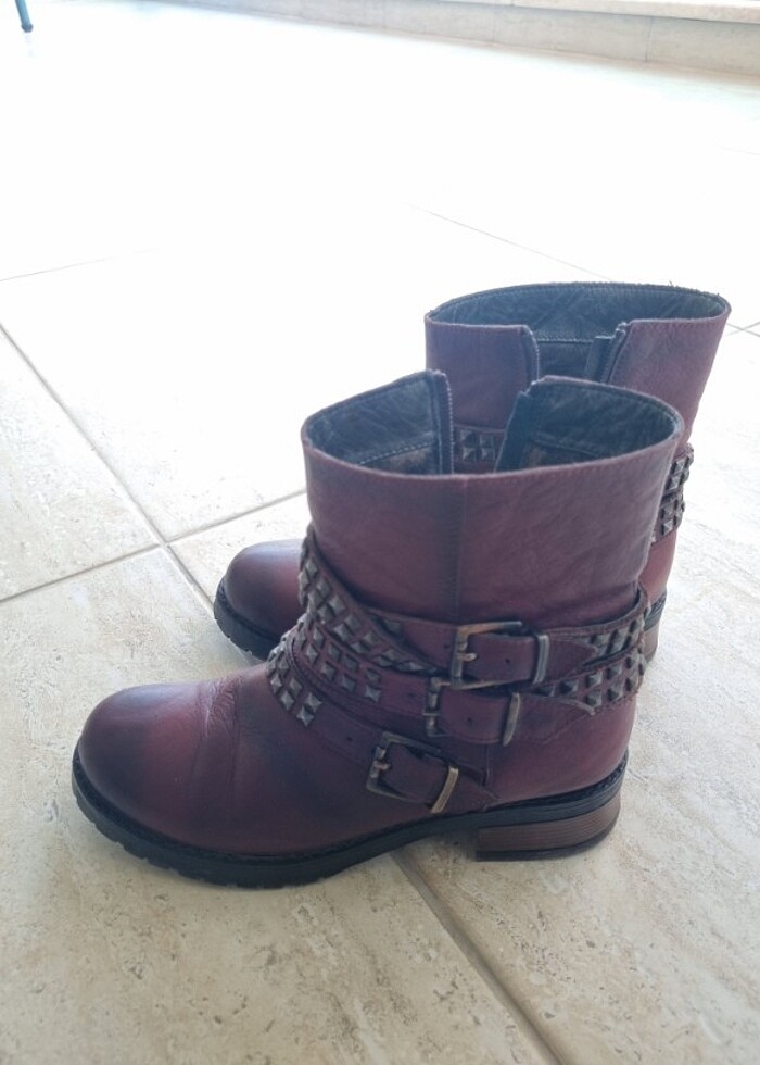 Shalin deri bordo kadın bot - Görsel 2