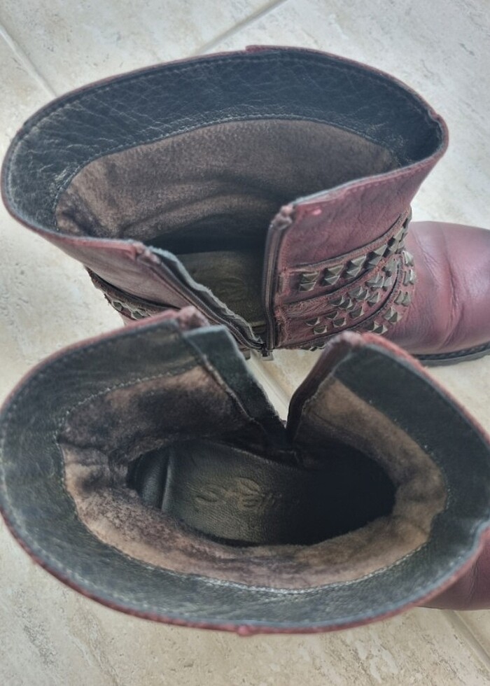 Shalin deri bordo kadın bot - Görsel 4