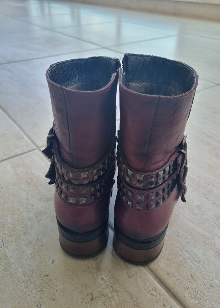 Shalin deri bordo kadın bot - Görsel 5