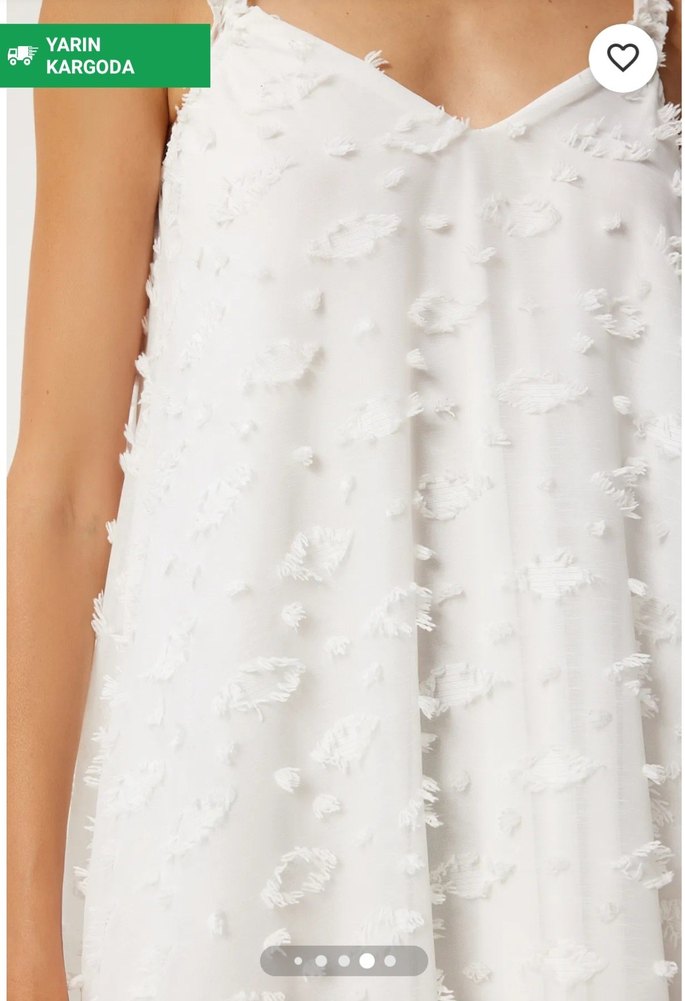 Beyaz V Yaka Uzun Kolsuz Elbise - Görsel 3