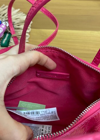 Mango Mango Pembe Yılan Desenli Deri Kadın Çanta