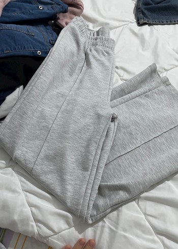 Gri çocuk Salaş Midi Keten Eşofman Altı - Görsel 3