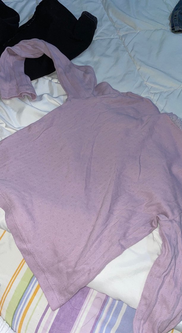 Kız Çocuk Mor Uzun Kollu Triko Tişört - Görsel 4