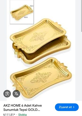 AKZ HOME 6'lı Gold Kahve Sunum Tepsisi