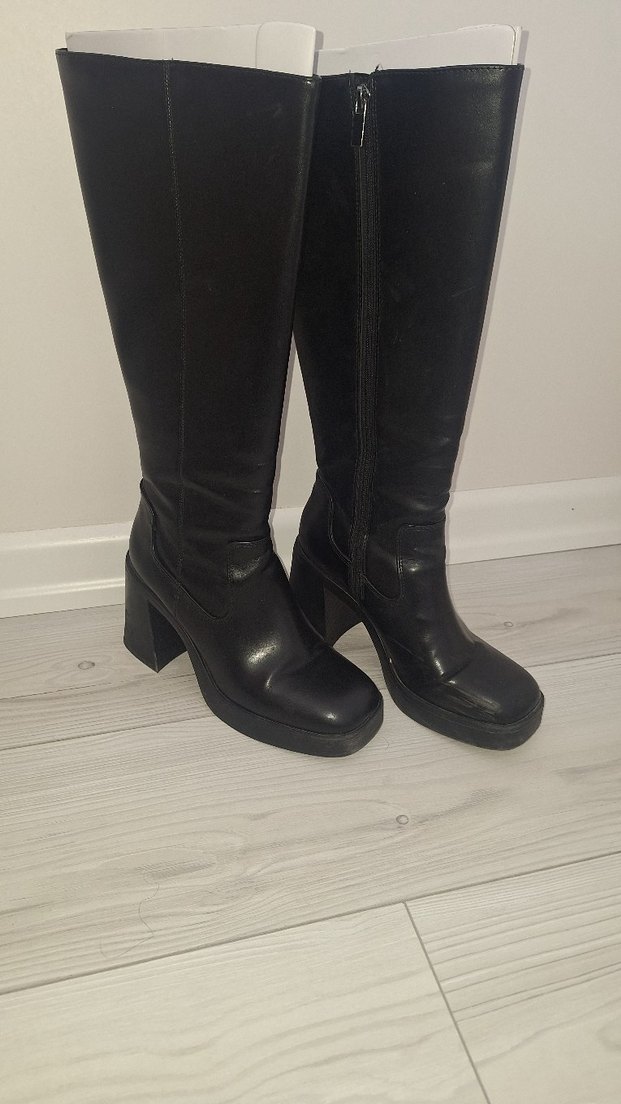 Bershka Siyah Blok Topuk Çizme - Görsel 4