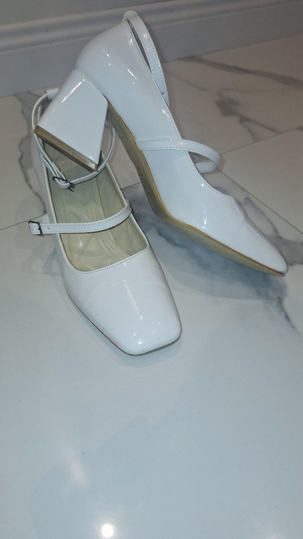 Beyaz Mary Jane Kadın Topuklu Ayakkabı - Görsel 3