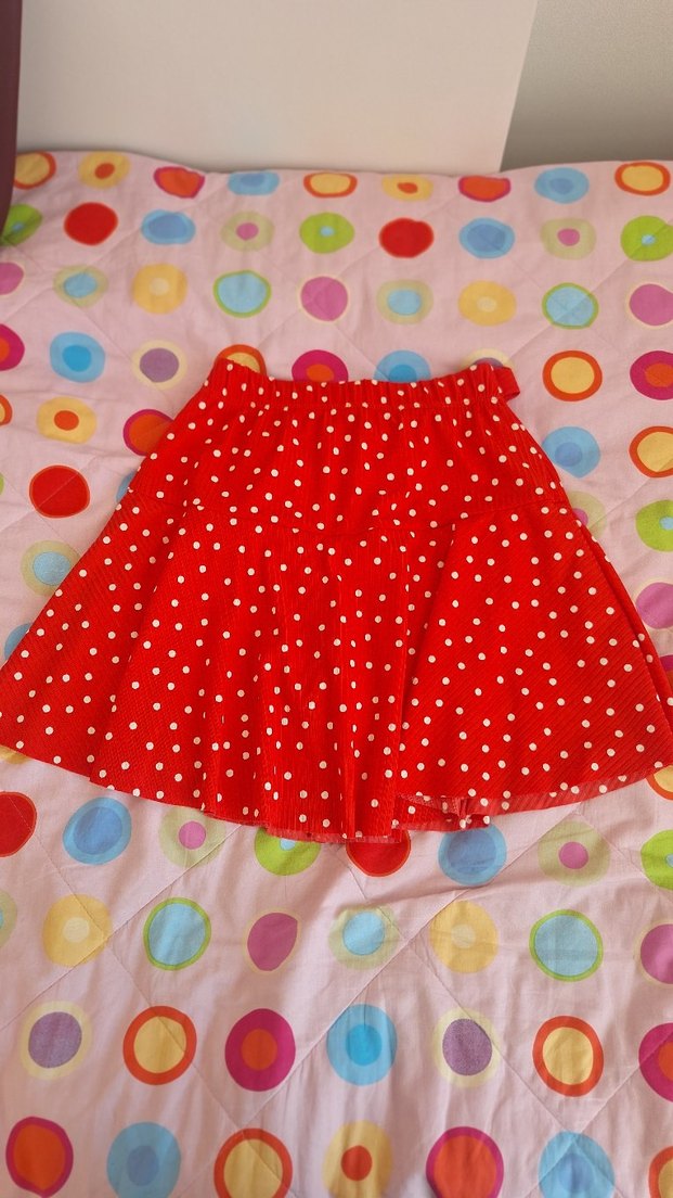 Kırmızı Puantiyeli Fırfırlı Mini Etek - Görsel 2