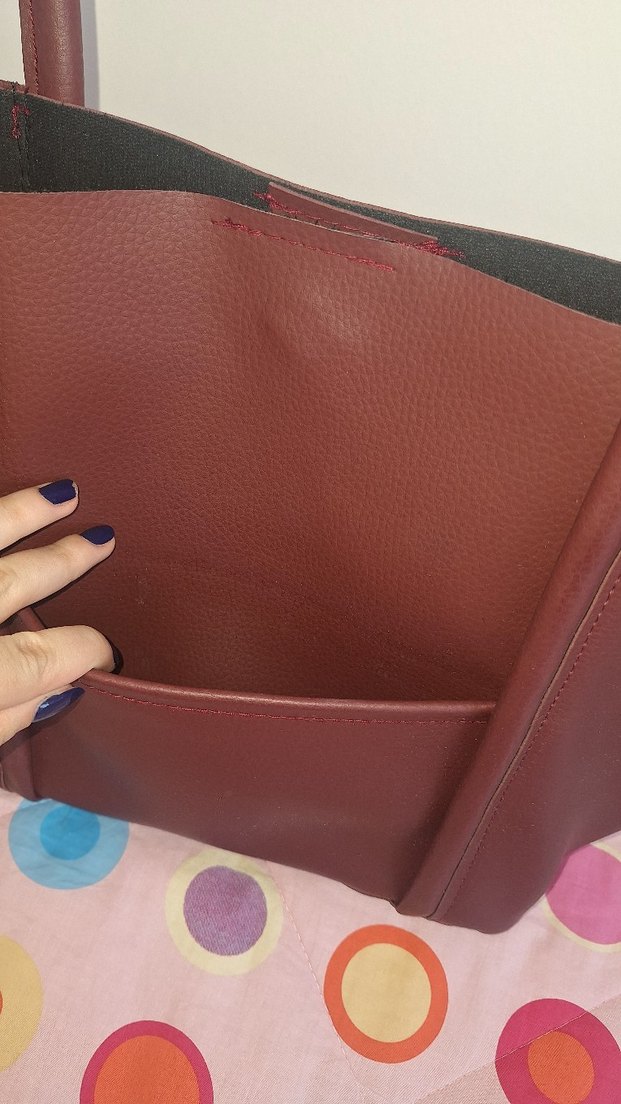 Bordo Deri Kadın Çanta - Görsel 3