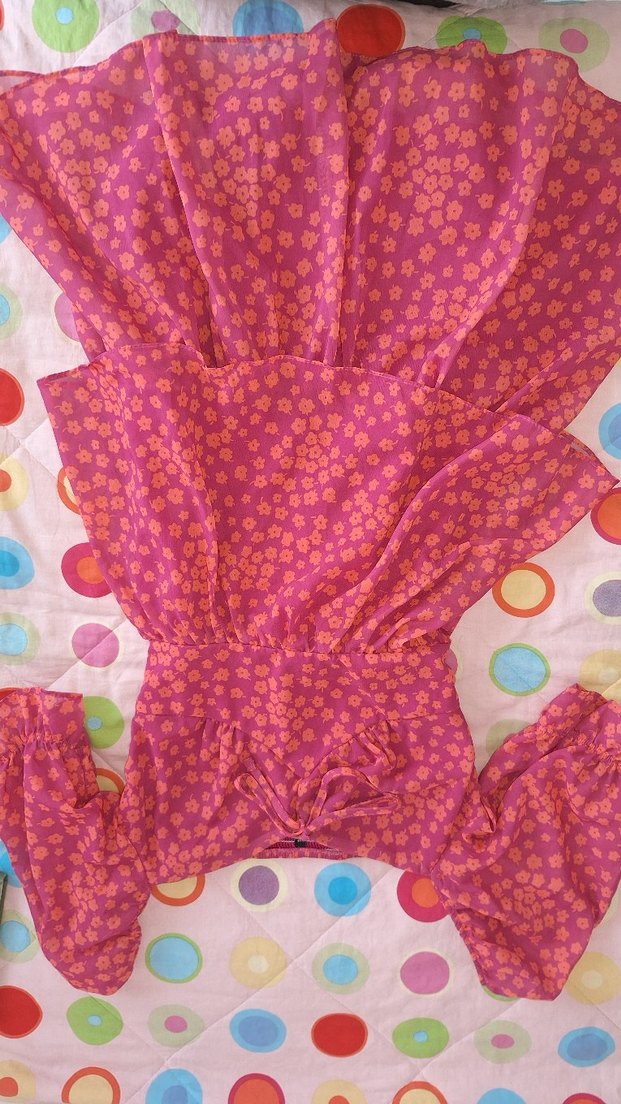 Pembe Çiçekli Şifon Elbise - Görsel 2