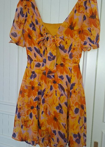 Çiçekli Balon Kollu Elbise - Görsel 2