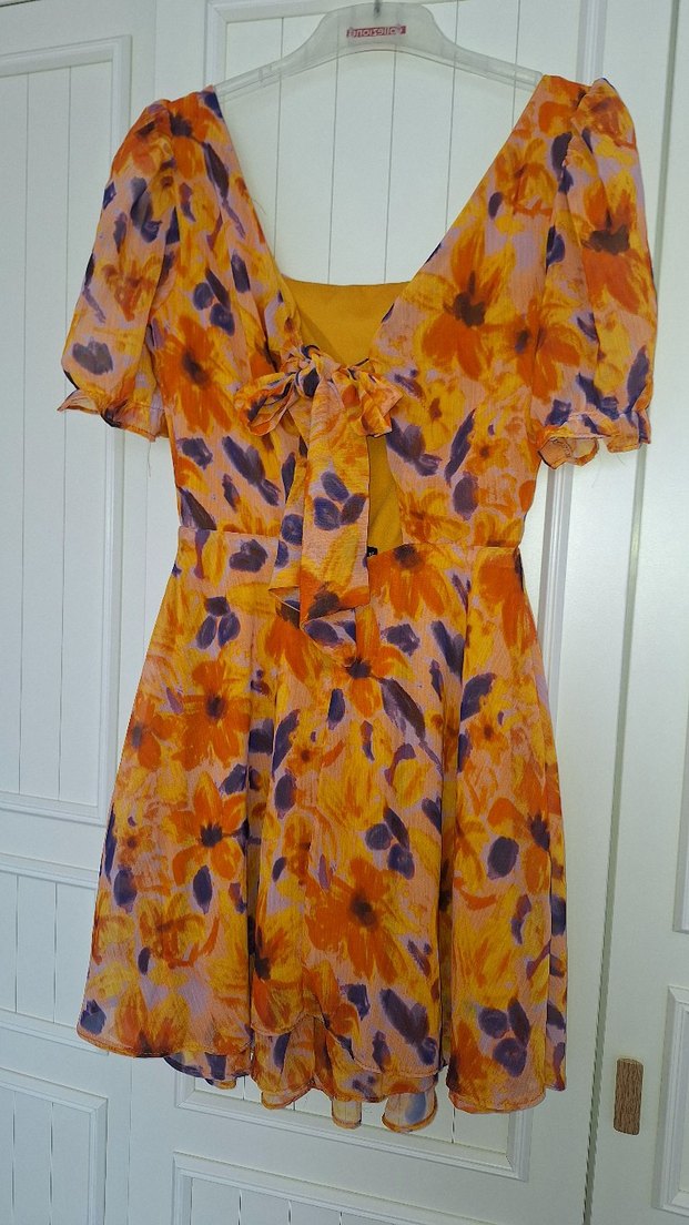 Çiçekli Balon Kollu Elbise - Görsel 2