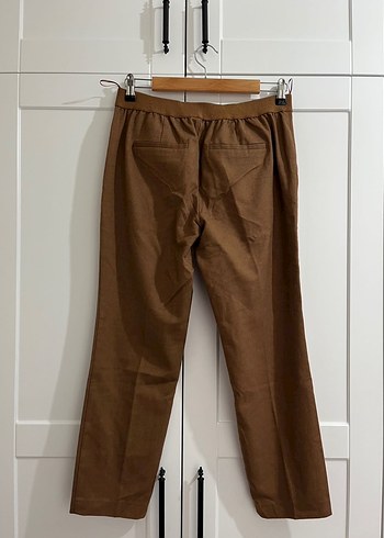 Kahverengi Keten Kadın Kumaş Pantolon - Görsel 2