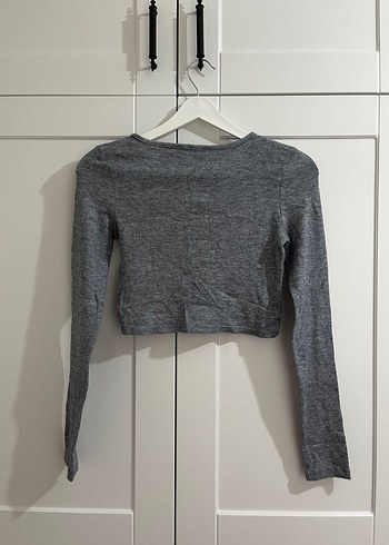 Zara Düğmeli Gri Uzun Kollu Kadın Hırka - Görsel 3