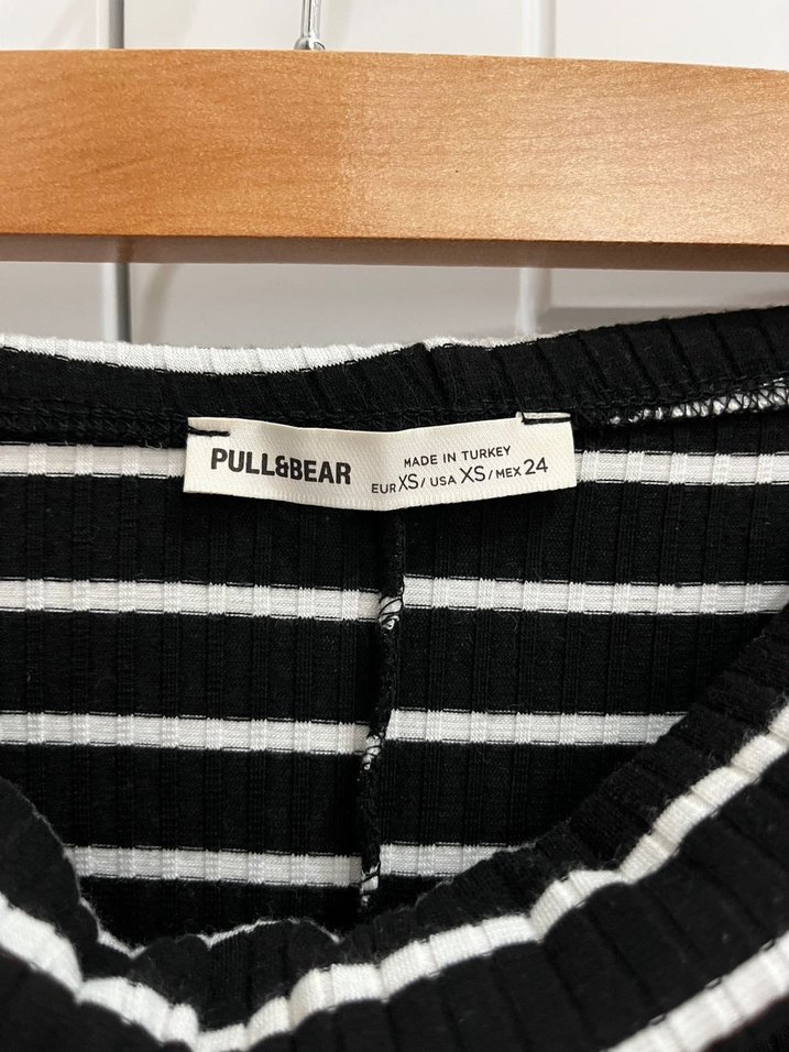 Kadın Siyah Çizgili Uzun Straplez Elbise - Görsel 4