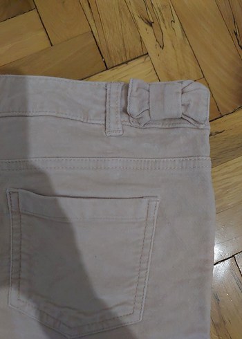 Kız Çocuk Bej Pamuklu Düğmeli Rahat Pantolon - Görsel 4