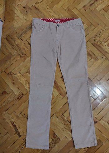 Kız Çocuk Bej Pamuklu Düğmeli Rahat Pantolon - Görsel 2