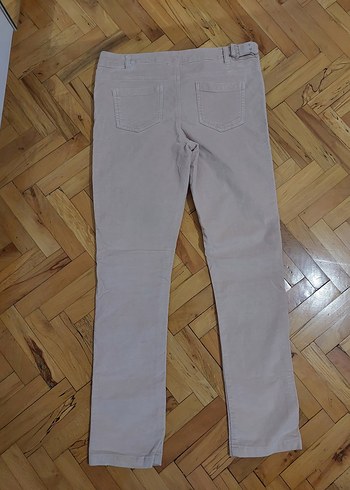 Kız Çocuk Bej Pamuklu Düğmeli Rahat Pantolon - Görsel 3