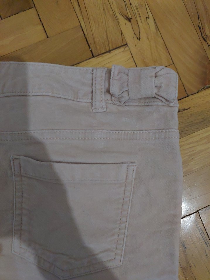 Kız Çocuk Bej Pamuklu Düğmeli Rahat Pantolon - Görsel 4