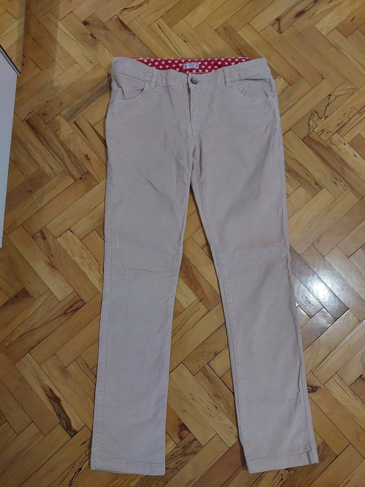 Kız Çocuk Bej Pamuklu Düğmeli Rahat Pantolon - Görsel 2