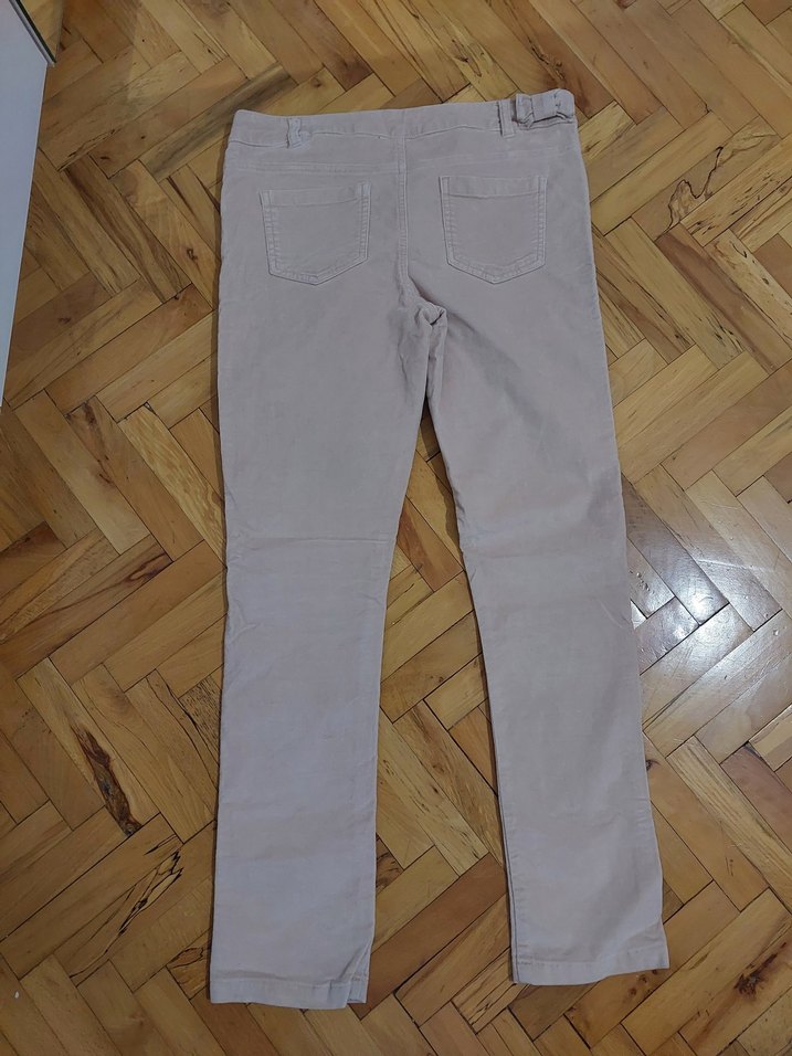 Kız Çocuk Bej Pamuklu Düğmeli Rahat Pantolon - Görsel 3