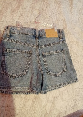 Nakışlı Mavi Mini Kot Şort zara