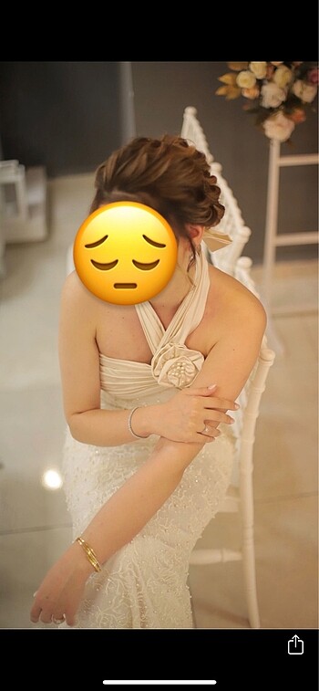 Diğer Beyaz İnci İşlemeli saten tül nişan nikah elbise