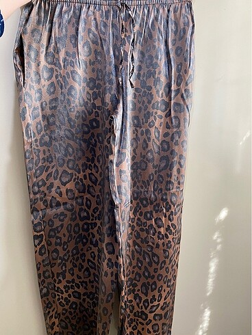 Leopar saten pantolon