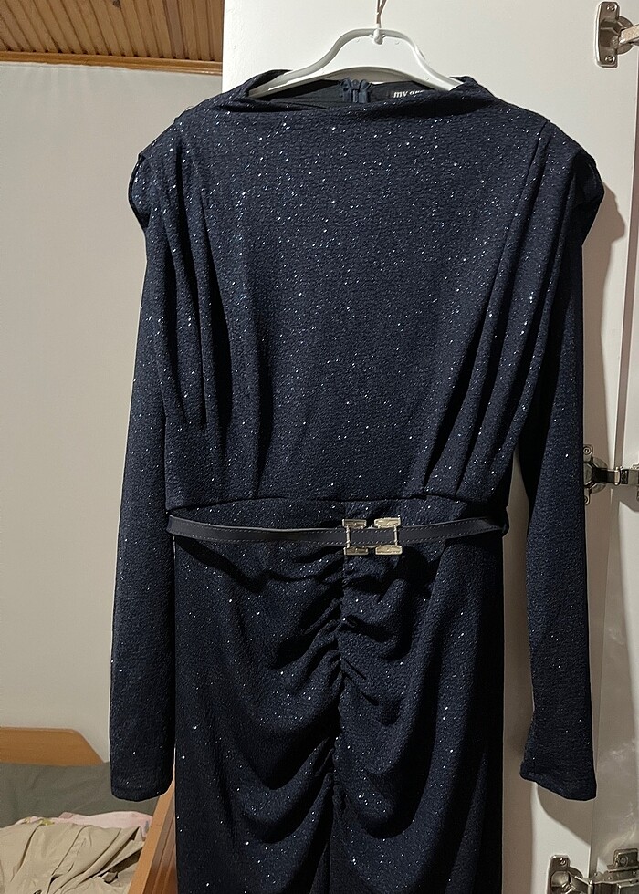 Lacivert midi boy elbise/abiye - Görsel 4