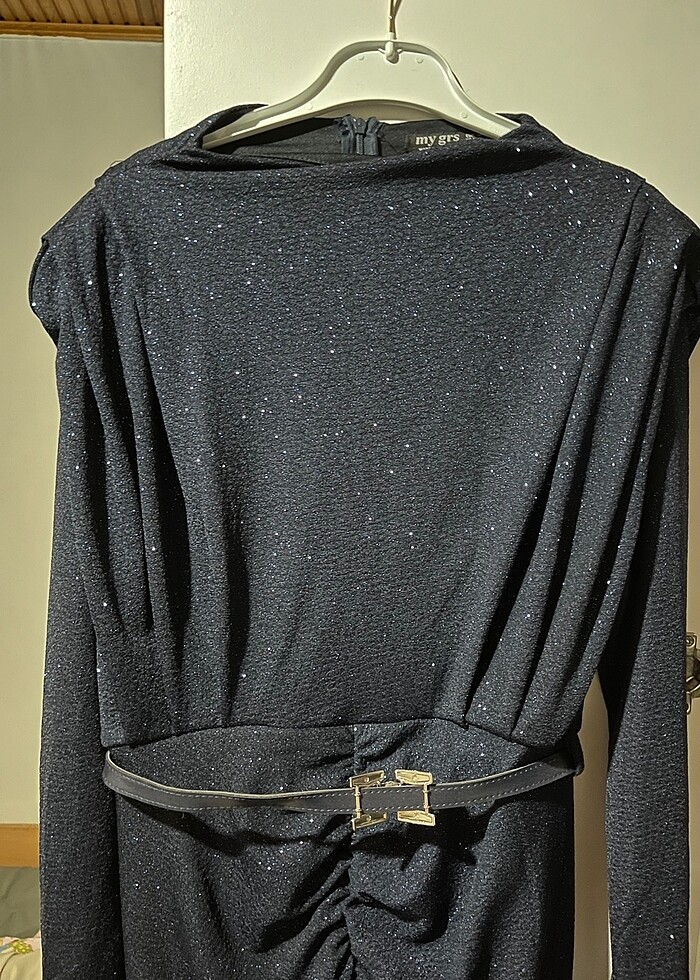 Lacivert midi boy elbise/abiye - Görsel 5